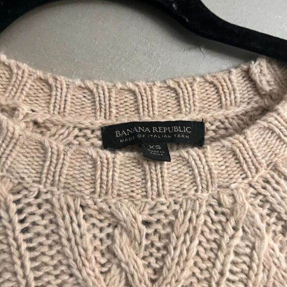 Banana Republic Italian Yarn Cable Knit Fringe Sweater - Picture 2 of 3